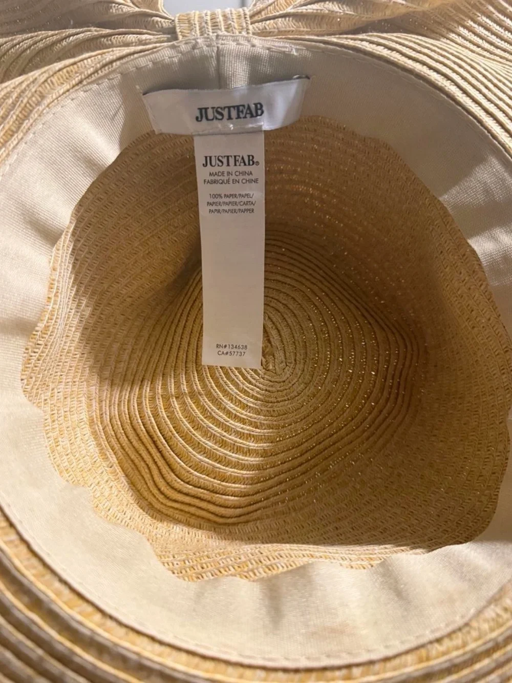JustFab Wide-Brim Straw Sun Hat in Tan